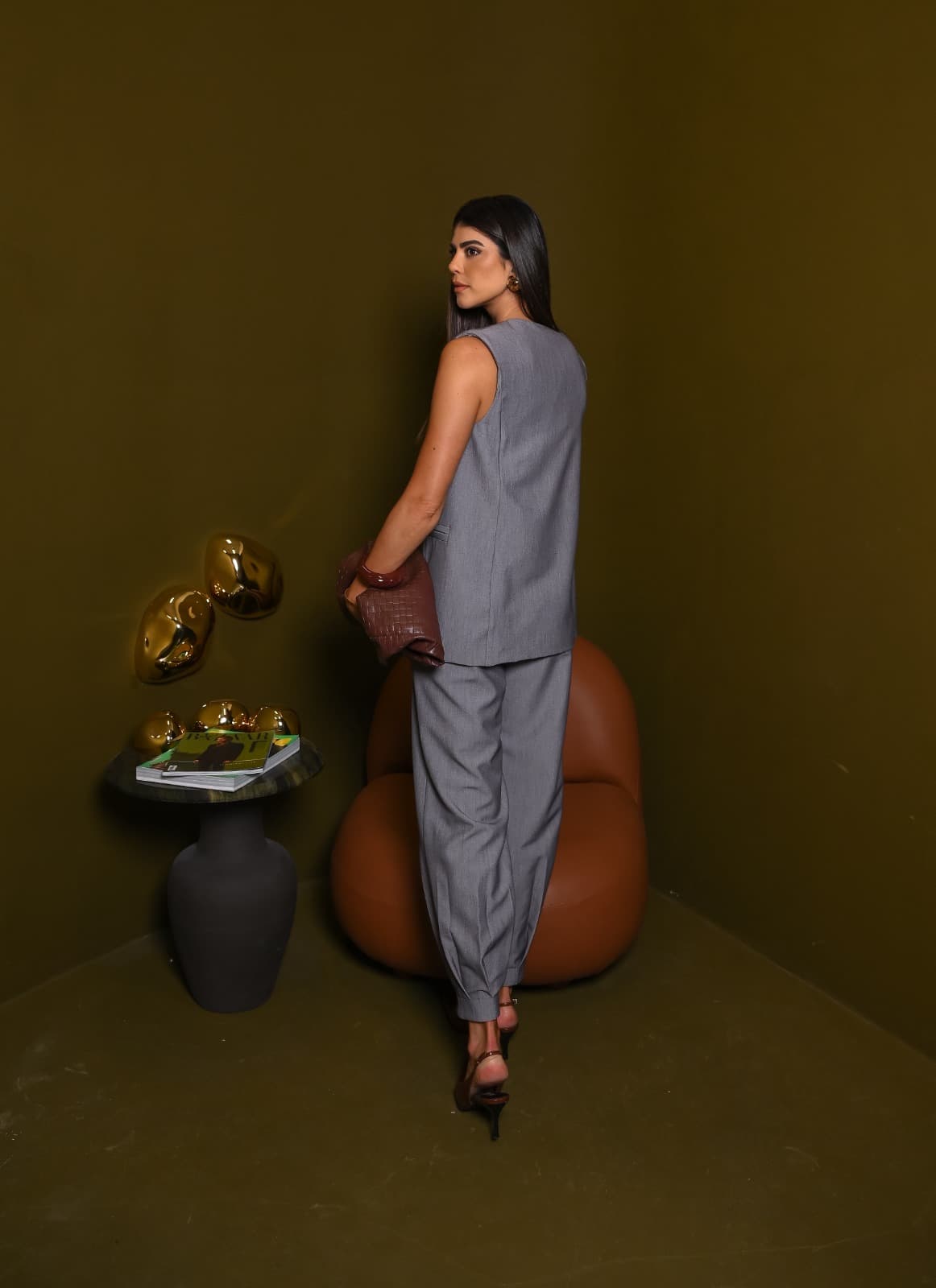 Colete alongado em alfaiataria